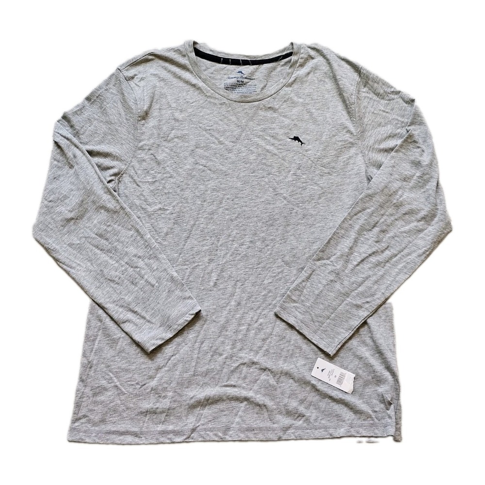 Tommy Bahama Mens Long Sleeve Shirt Medium NWT Gray Heather Marlin Logo Tee